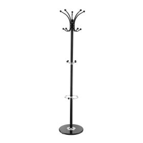 Freestanding Coat Rack, Metal Coats Rack Stand with Umbrella Holder, Stable Marble Base & 14 Hooks, Hall Coat Tree for Entryway, Bedroom, Living