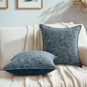 Navy Blue Throw Pillow Covers 18x18 Set of 2 Chenille Tweed Textured Decorative Couch Pillow Covers Neutral Modern Pillow Cases for Sofa Bed Livi