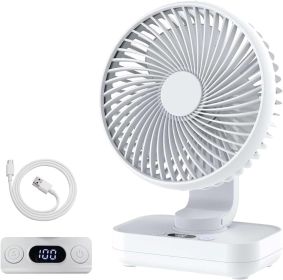 Oscillating Small Desk Fan, with USB Rechargeable Battery, Ultra Quiet, 4 Speeds, 13-Hour Runtime, Wall-Mount Option, Quiet Fan, Home