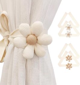 4PCS Curtain Tiebacks | Boho Flower Curtain Holdbacks | Simple Elegant Sunflower Curtain Holders | Boho Bedroom Decor